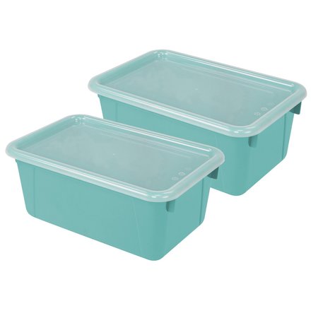 STOREX Small Cubby Bin with Cover For Classroom, Teal, PK2 62412U06C